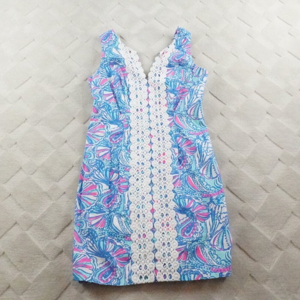 Lilly Pulitzer For Target My Fans Sleeveless Split Neck Shift Mini Dress Size 2 - Picture 3 of 13